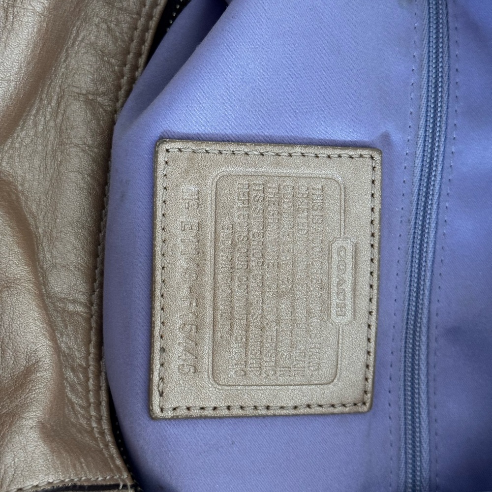 Coach Ashley Metallic Gold Leather Satchel with Crossbody Strap and Hangtag - Picture 9 of 11